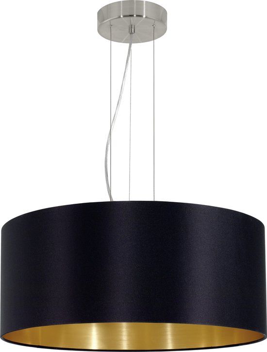 EGLO Maserlo Hanglamp - 3 lichts - E27 - Ø 53 cm - Zwart/Goud
