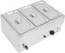 Plaque chauffante électrique - Bain-marie avec 3 bacs - Température réglable de 30–110 °C - 220 V, prise UE - 57x38x27 cm - Argent