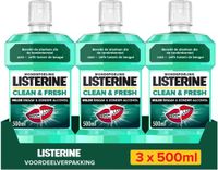 LISTERINE Clean & Fresh Mondwater 3x500ml