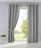 Set Gardinenbox Palermo Set van 2 gordijnen, ondoorzichtig, mat, lichtdoorlatend, met oogjes en gordijnhouders, decoratief gordijn HxB 145 x 140 cm, grijs