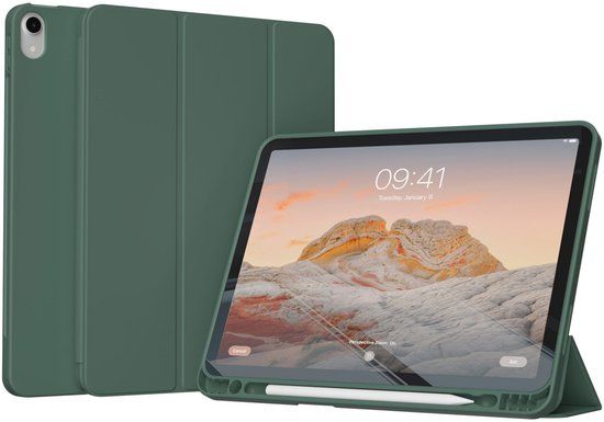 Accezz Tablet Hoes - Geschikt voor Apple iPad Air 5 (2022) / Air 4 (2020) / Air 11 inch (2026) M4 / Air 11 inch (2025) M3 / Air 11 inch (2024) M2 - Smart Silicone Bookcase - Donkergroen