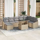 vidaXL Tuinbank Set 9-delig Beige en Lichtgrijs
