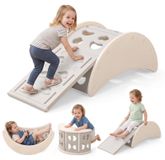 Merkloos 5-in-1 Indoor Klimrek met Glijbaan voor Kinderen, Wit