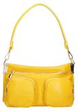 UNICA Sac à Bandoulière Femme Cuir Véritable Dollar avec Poches Zippées Fabrication Italienne Beige 27x14x8 cm