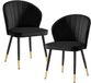Ervesto Eetkamerstoel set van 2 fluwelen zwarte keukenstoel met metalen poten, schelpstoel Scandinavisch design, gestoffeerde stoel met stoffen bekleding, stoel gestoffeerd