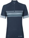 VAUDE Women's Posta HZ Tricot II, fietskleding, Dames, Sporttrui, Korte mouw, Opstaande kraag, dark sea, Gestreept