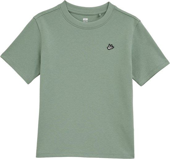 WE Fashion Jongens T-shirt lichtgroen Katoen Ronde hals Effen Maat 110/116