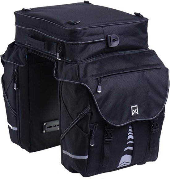 WILLEX dubbele bagagetas XL 1200 zwart met afneembaar bovenvak
