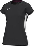 Mizuno Dames-T-shirt MZNRB Zwart Polyester Ronde Hals Korte Mouw Colorblock Sportswear