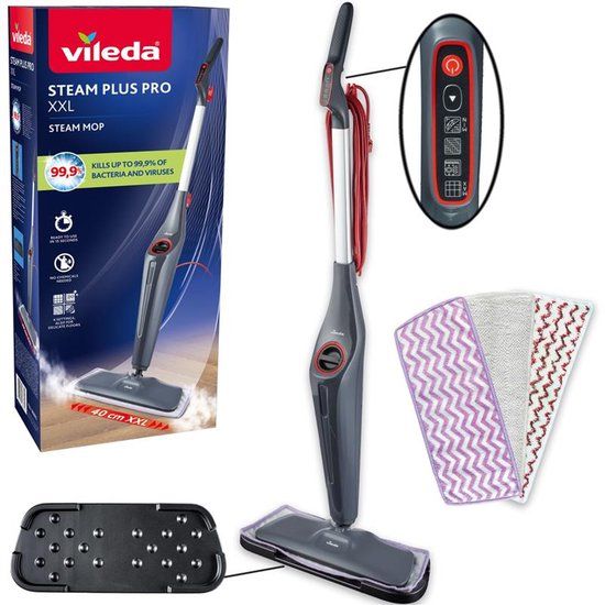 Vileda Steam Plus Pro XXL - Stoomreiniger - Zwart