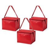 Merkloos / Sans marque 5x stuks kleine mini koeltasjes rood sixpack blikjes - Compacte koelboxen/koeltassen