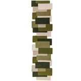 Flair Rugs laagpolig wollen loper met print 230x60 cm - groen