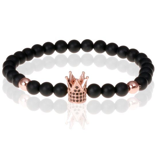 Memphis kralen armband Matte Agaat Crown Rose