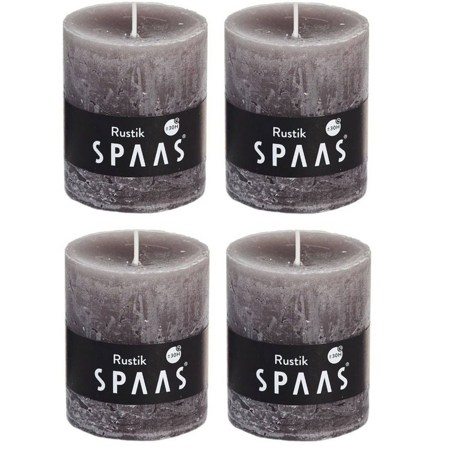 Spaas Stompkaarsen - 7x8 cm - 30 Branduren - Taupe - 4 Stuks