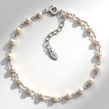 Cavill - 925 Sterling Zilver Armband met 19 Witte Zoetwaterparels - Verstelbaar