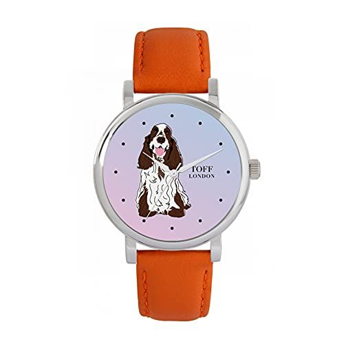 Toff London Bruin Wit Cocker Spaniel Hondenhorloge - 5059656705352
