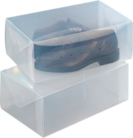 WENKO Set van 2 schoenendozen, halftransparant kunststof, 34 x 21 x 13 cm