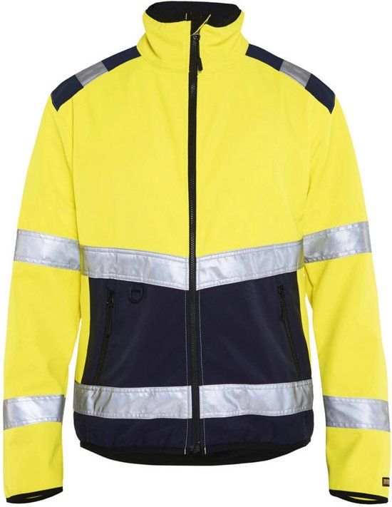 Blåkläder 4877-2516 Softshell jack High Vis Geel/Marineblauw maat XL