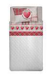 PENSIERI DELICATI Eenpersoons beddengoedset 100% katoen, 90 x 200 cm, met hoeslaken, laken en 1 kussensloop, gemaakt in Italië, motief: Love Mountain rood