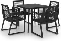 vidaXL 5-delige Tuinset PVC-rattan Zwart