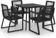 vidaXL 5-delige Tuinset PVC-rattan Zwart