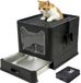 Terona B.V. Chat – Bac à litière pliable fermé avec tiroir – Sans odeur, étanche et facile à nettoyer – Double entrée/sortie – Toilette pour chat avec pelle (38,3 × 51 × 41 cm) – Noir