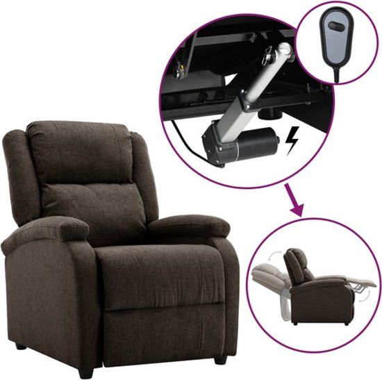 vidaXL Fauteuil verstelbaar elektrisch stof donkerbruin