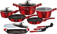 Berlinger Haus BH-6781 - Set de casseroles en granit - Burgundy Metallic - Poignées en silicone incluses - Turbo Induction