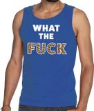 Bellatio Decorations What the fuck Blauw Tijgerprint Tanktop Heren XL