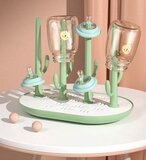 WUNO Flessen Droogrek - Groen - Inklapbaar - Ovaal - Anti-slip - Cactus