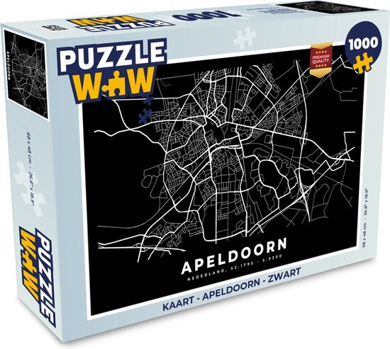 MuchoWow Puzzel Kaart - Apeldoorn - Zwart - Legpuzzel - Puzzel 1000 stukjes volwassenen