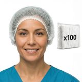 KMINA Wegwerpmutsen, 100 stuks, ademend polypropyleen, 10 g/m², accordeon-design met dubbele elasticiteit, standaardmaat 53 cm