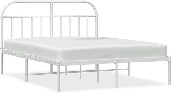 vidaXL Bedframe met hoofdbord metaal wit 183x213 cm