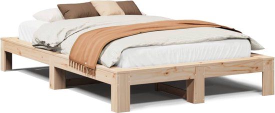 vidaXL Bedframe Massief Grenenhout 135x190 cm