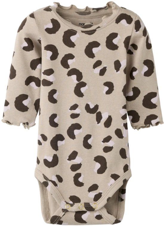 Name It Romper NBFLANA Panterprint Lange Mouw Biologisch Katoen Maat 62