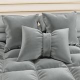 PETTI Artigiani Italiani - Sofakussen van fluweel met vulling, slaapkamer-kussenslopen, meubelkussen met verborgen ritssluiting, donkergrijs fluwelen kussen met strik 1 stuk - 50 x 40 cm