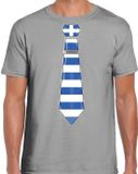 Bellatio Decorations Verkleed shirt voor heren - stropdas Griekenland - grijs - supporter - themafeest XL