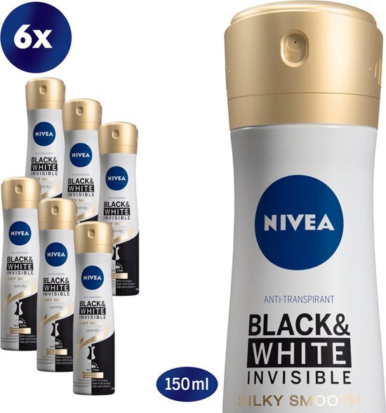 Nivea Black & White Silky Smooth 6 x 150 ml