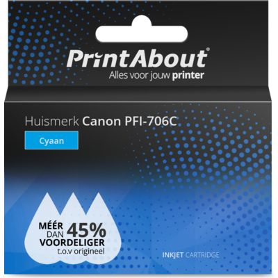 PrintAbout Huismerk Canon PFI-706C Inktcartridge Cyaan Hoge capaciteit