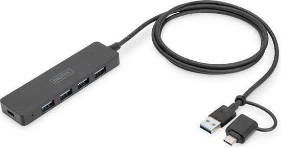 DIGITUS Slim Line 4-poorts USB 3.0 Hub