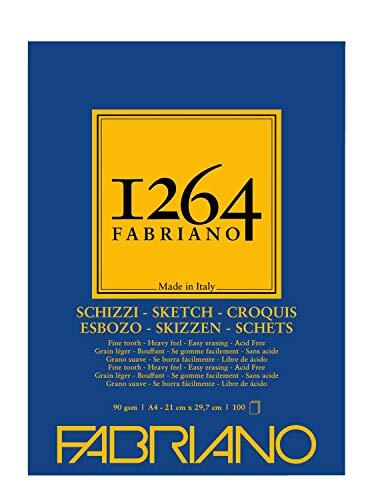 Unbekannt Honsell 19100632 - Fabriano Schizzi schetsblok 1264 kopgelijmd, 90 g/m², DIN A4, 100 vellen schetspapier in ivoorwit, zuurvrij, licht gekorreld, voor alle droogtechnieken