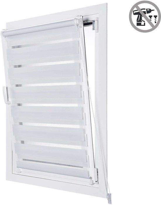 Storesdeco - EasyFix Duo Rolgordijn - Wit - 60x180 cm - Verduisterend