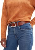 Tom Tailor - TTEVE leren riem met vierkante gesp - Maat 80 - light brown uni