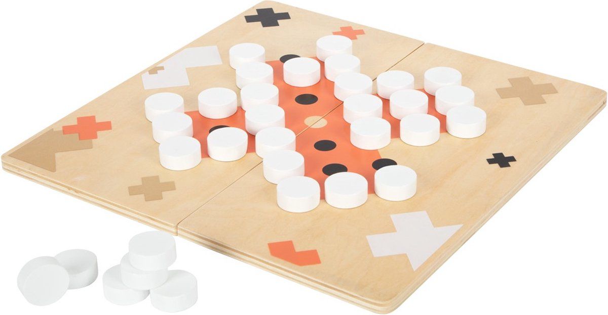 Small Foot - Houten 2-in-1 Bordspel - Nine Men's Morris (molenspel) / Solitaire 'Gold Edition' - Hout