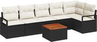 vidaXL - Tuinbank - Set - 7 - st - Zwart - poly - rattan