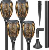 Wan GmbH Lampes solaires d'extérieur et de jardin - Lot de 4 avec 33 LED, étanche, lumière de flamme pour jardins et allées