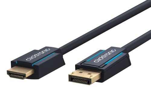 CLICKTRONIC 10m actieve DisplayPort HDMI-kabel 4k 60 Hz unidirectioneel met signaalversterker - DP 1.4 naar HDMI 2.0 adapterkabel - monitorkabel display poort op HDMI
