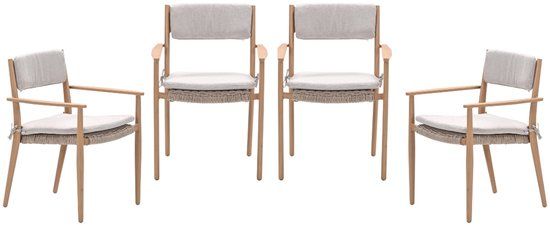 Garden Impressions Parijs tuinstoelen set van 4 – light teak look / desert sand