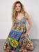 Apricot Maxi-jurk met cami en kleuraccenten in ananasprint