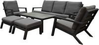 AVH-Collectie Malaga fauteuil bank loungeset 6-delig anthracite aluminium